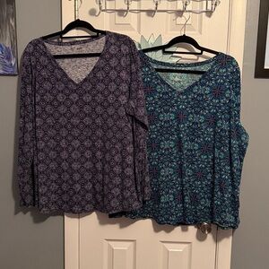 Set of 2 Mandala Print LS Tee